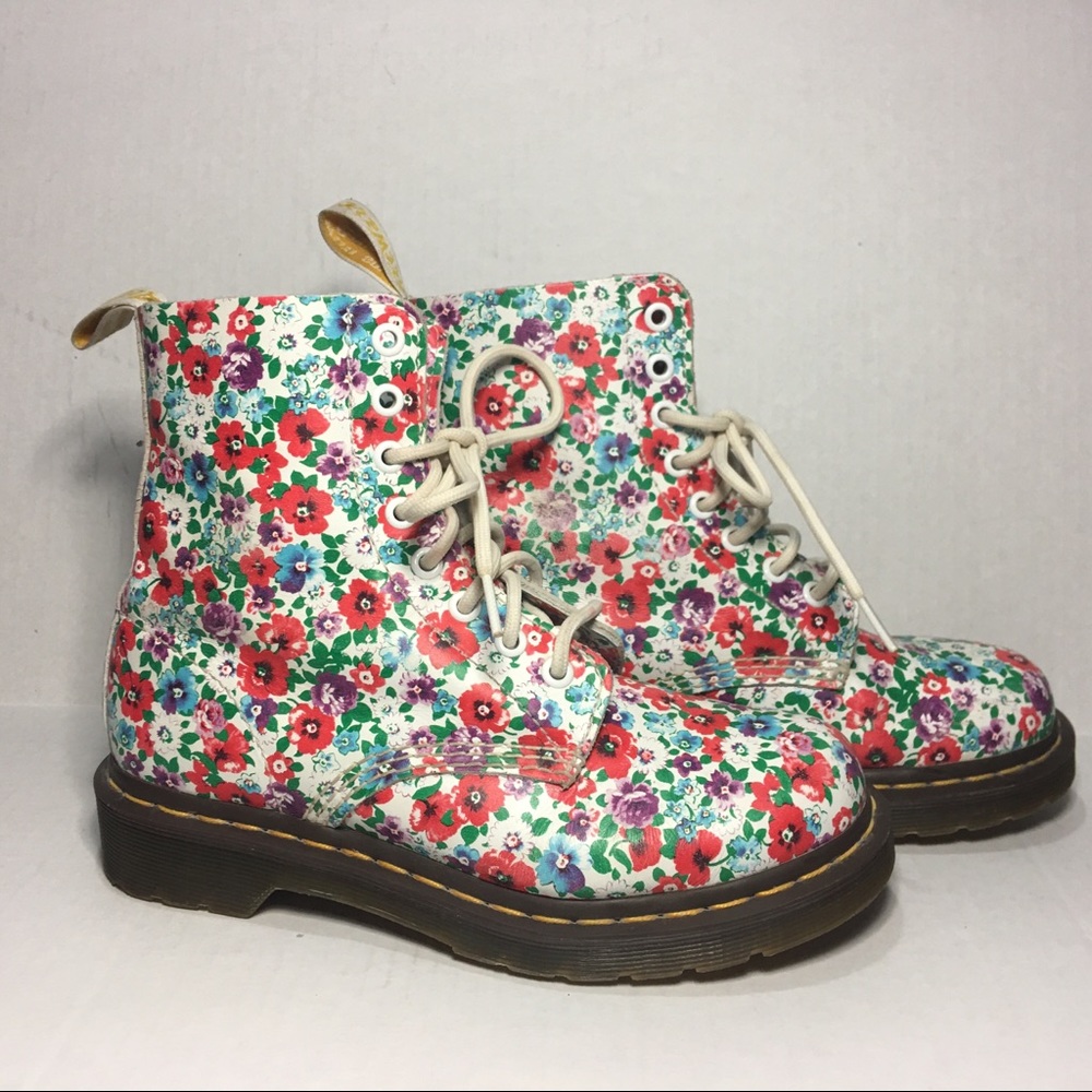 Doc Martens 1460 PASCAL floral poppy leather